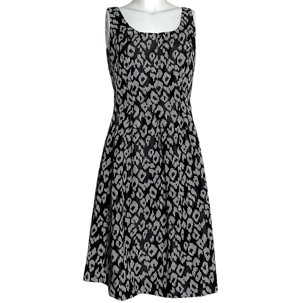 NINE WEST BLACK & WHITE‎ GRAPHIC PRINT SLEEVELESS DRESS